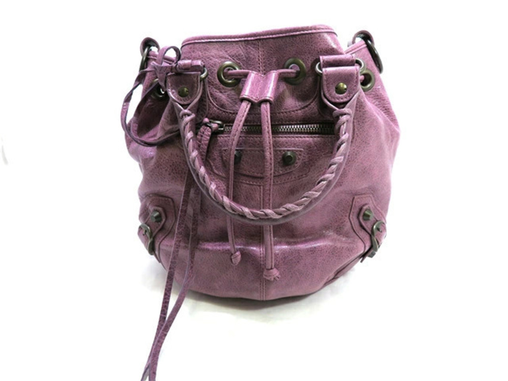 Balenciaga Bag Shoulder Pom Calfskin Purple
